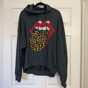 Free People Daydreamer Rolling Stones tongue Hoodie | Size Medium